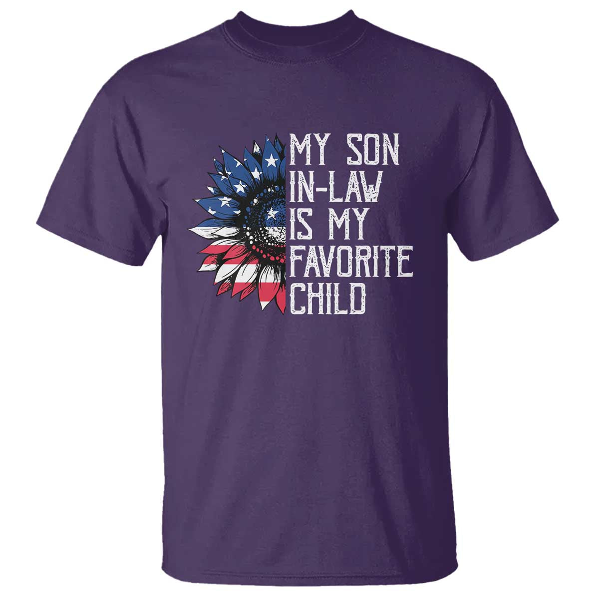 Funny My Son In Law Is My Favorite Child T Shirt American Flag Sunflower