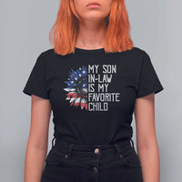 Funny My Son In Law Is My Favorite Child T Shirt For Women American Flag Sunflower