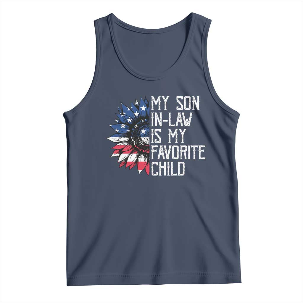 Funny My Son In Law Is My Favorite Child Tank Top American Flag Sunflower