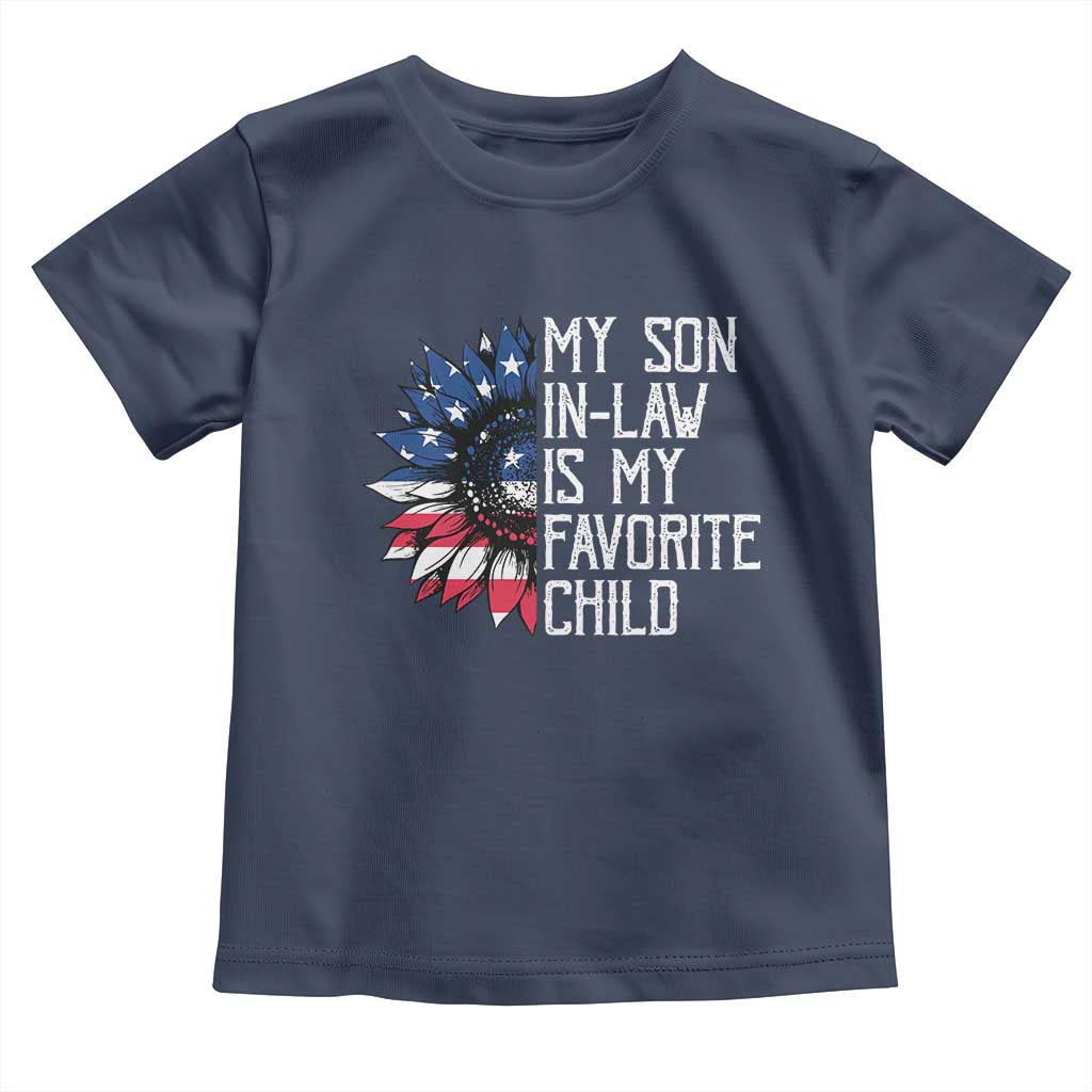 Funny My Son In Law Is My Favorite Child Toddler T Shirt American Flag Sunflower