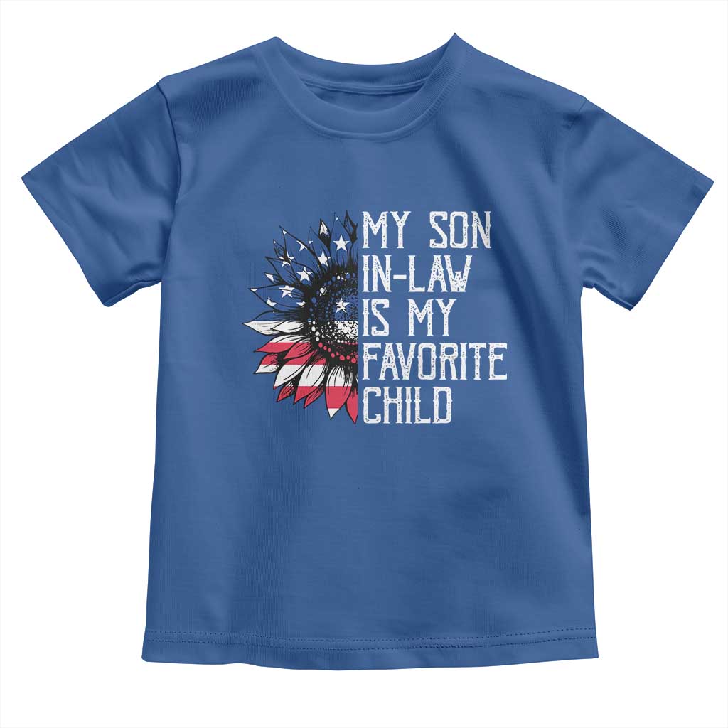 Funny My Son In Law Is My Favorite Child Toddler T Shirt American Flag Sunflower