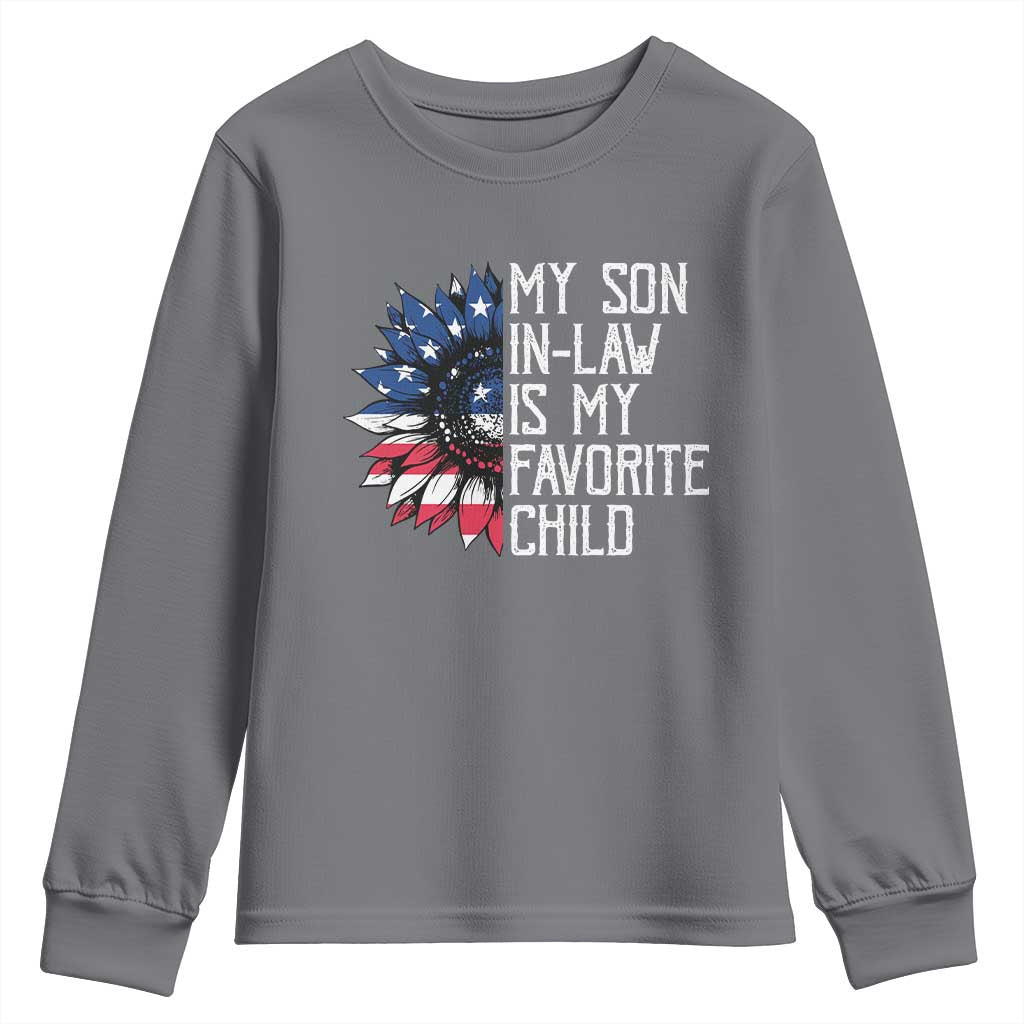Funny My Son In Law Is My Favorite Child Youth Sweatshirt American Flag Sunflower