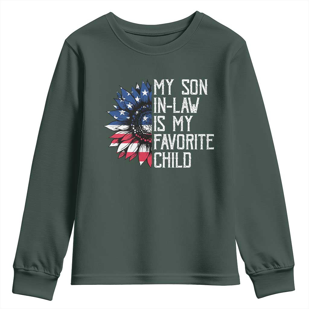 Funny My Son In Law Is My Favorite Child Youth Sweatshirt American Flag Sunflower