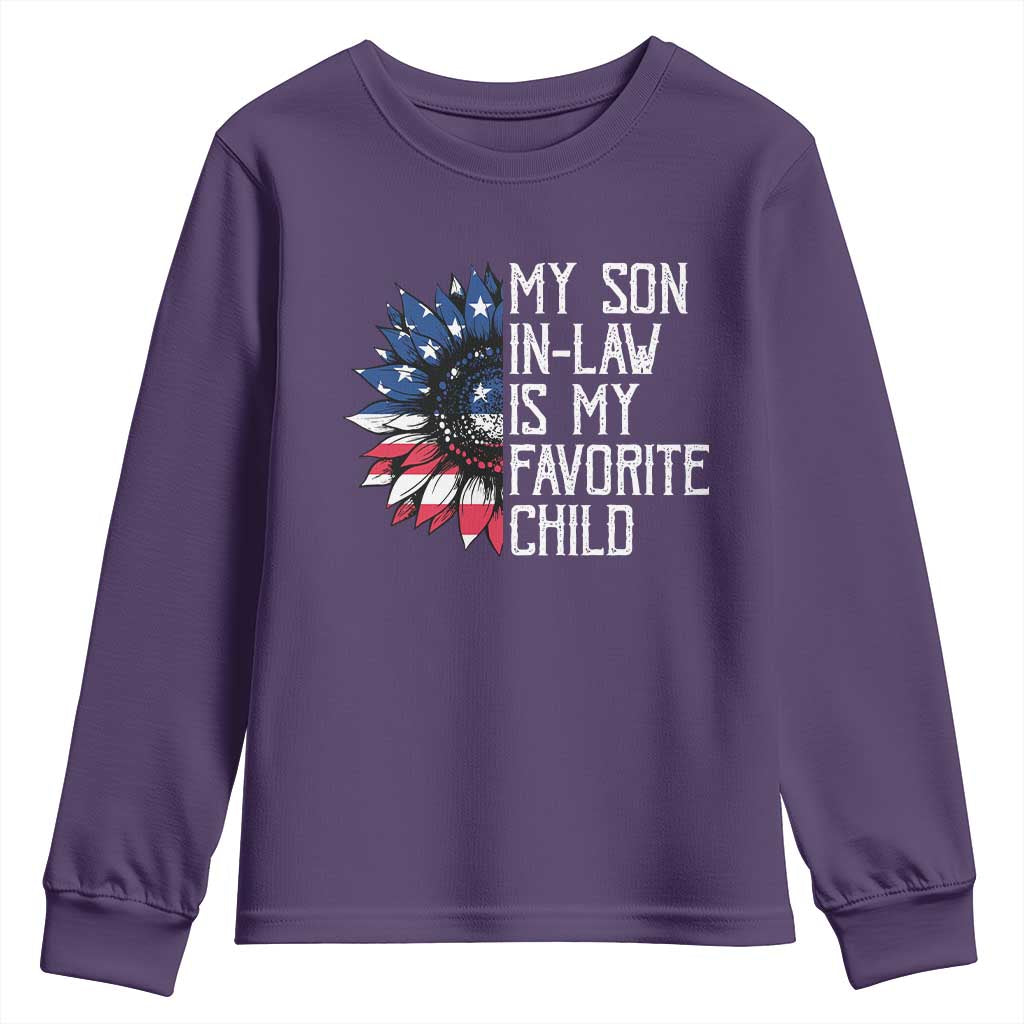 Funny My Son In Law Is My Favorite Child Youth Sweatshirt American Flag Sunflower
