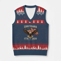 250 Anniversary USA Patriotic Eagle V-Neck Knit Sweater Vest 250th 4th Of July 1776 2026 Flag