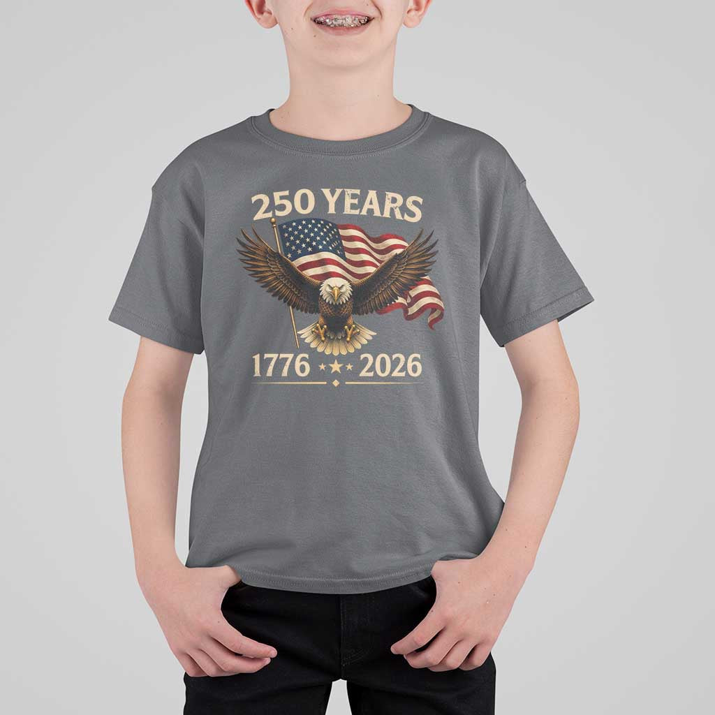 250 Anniversary USA Patriotic Eagle T Shirt For Kid 250th 4th Of July 1776 2026 Flag