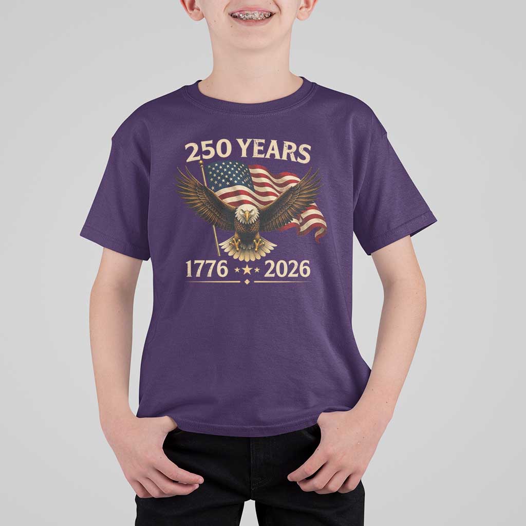 250 Anniversary USA Patriotic Eagle T Shirt For Kid 250th 4th Of July 1776 2026 Flag