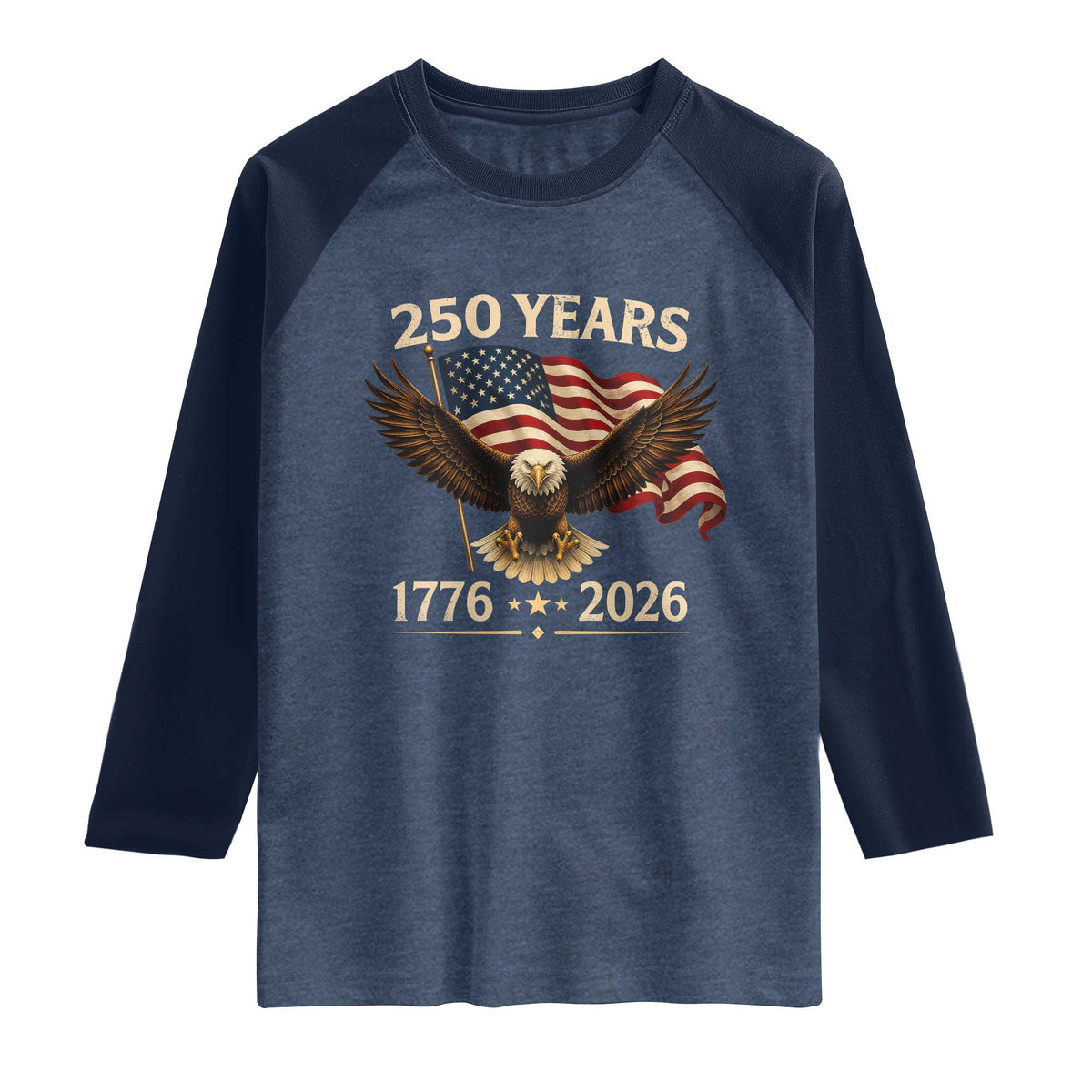 250 Anniversary USA Patriotic Eagle Raglan Shirt 250th 4th Of July 1776 2026 Flag