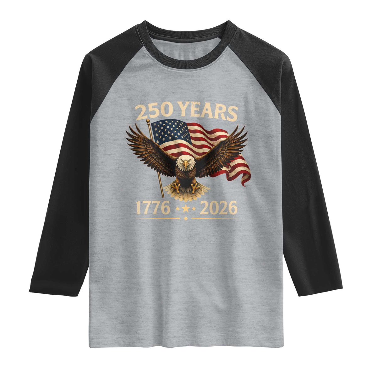 250 Anniversary USA Patriotic Eagle Raglan Shirt 250th 4th Of July 1776 2026 Flag