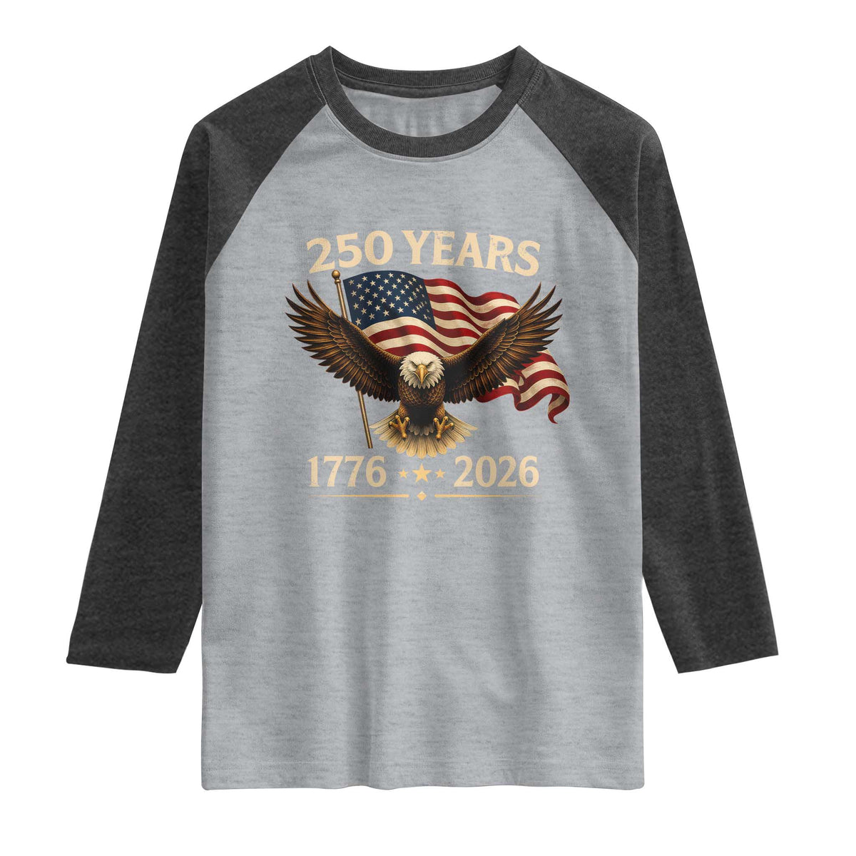 250 Anniversary USA Patriotic Eagle Raglan Shirt 250th 4th Of July 1776 2026 Flag