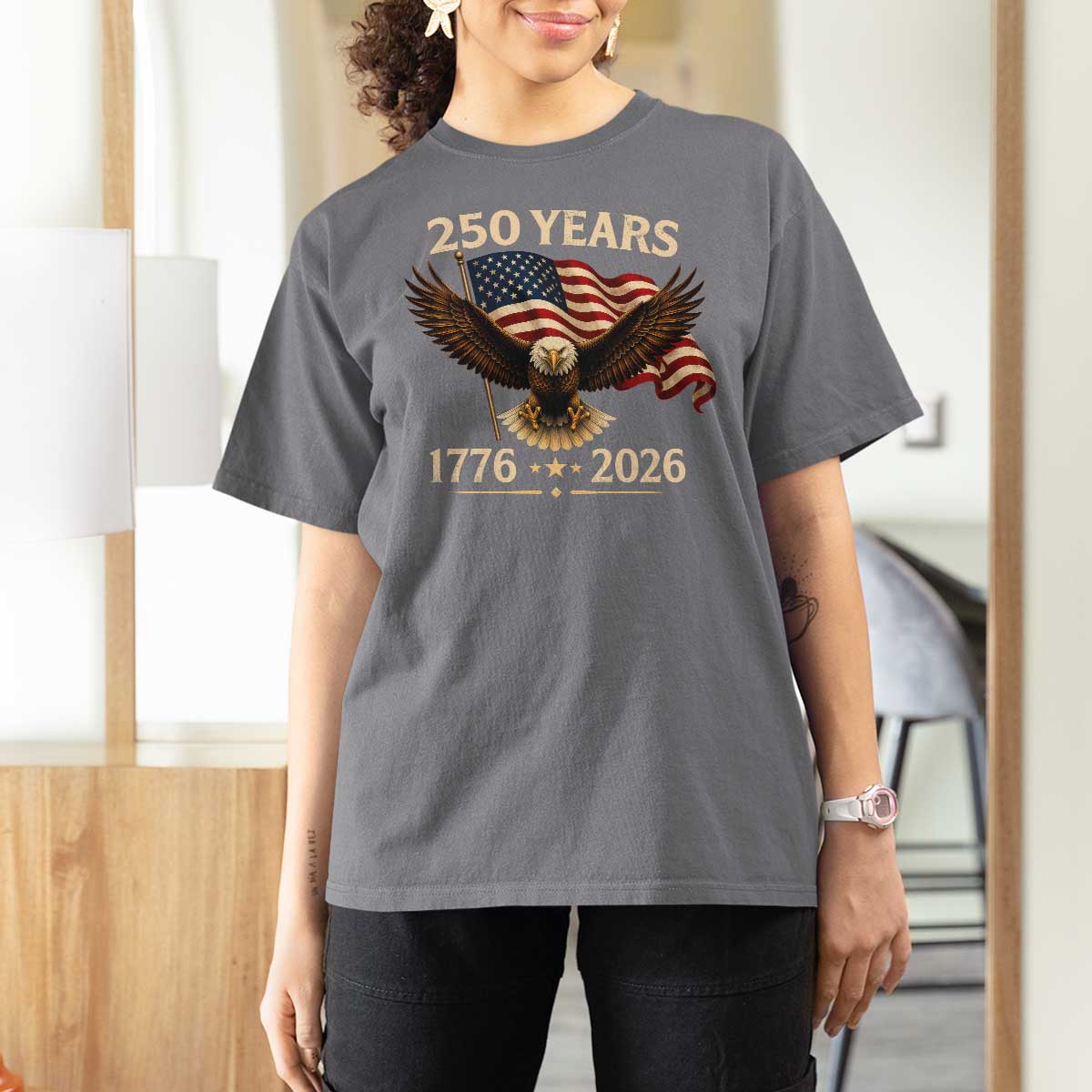 250 Anniversary USA Patriotic Eagle T Shirt For Women 250th 4th Of July 1776 2026 Flag