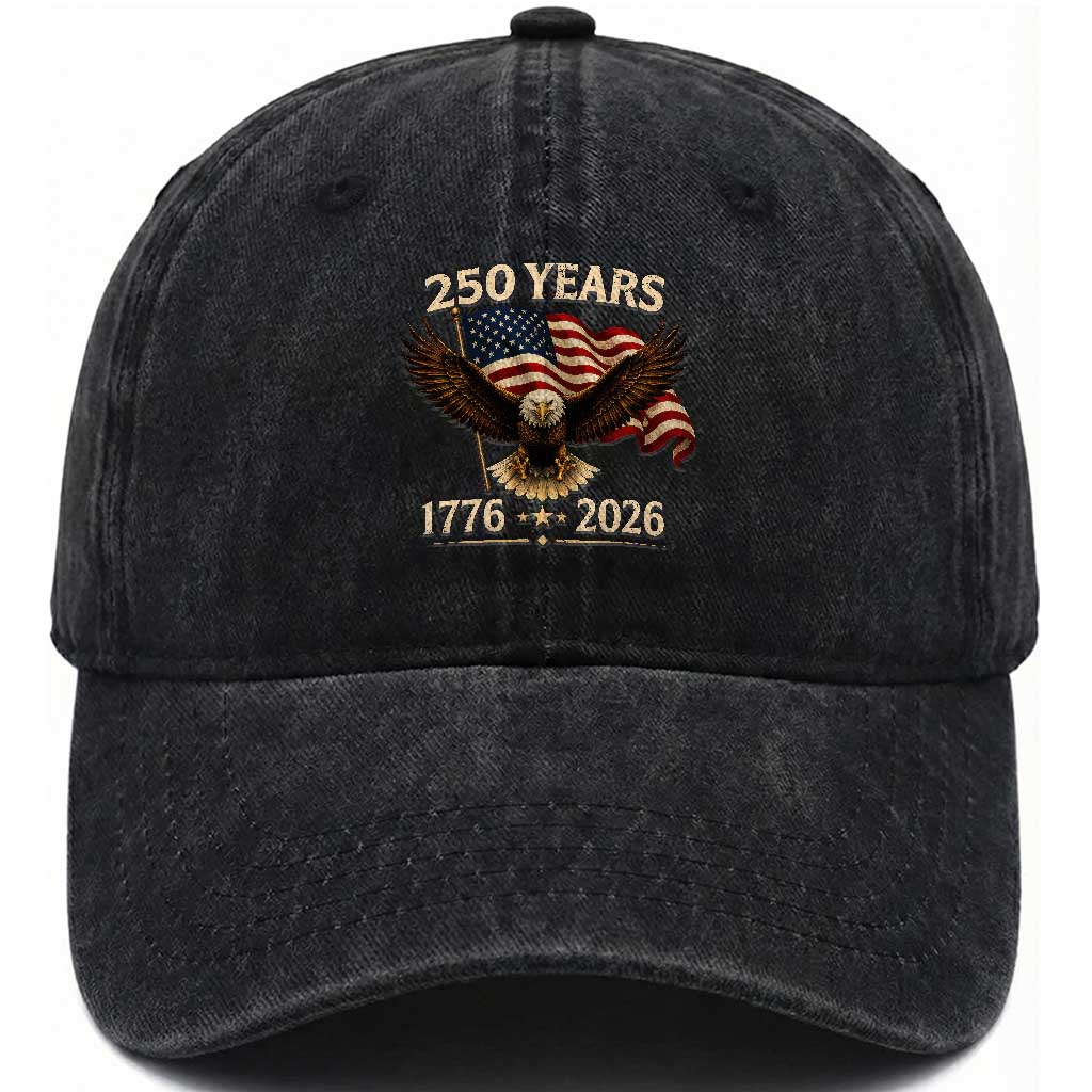 250 Anniversary USA Patriotic Eagle Washed Cotton Baseball Cap 250th 4th Of July 1776 2026 Flag