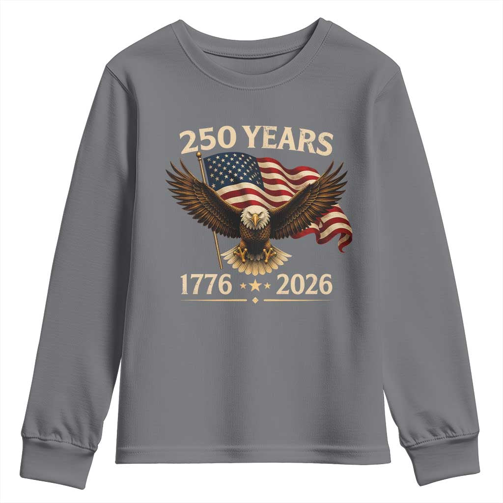 250 Anniversary USA Patriotic Eagle Youth Sweatshirt 250th 4th Of July 1776 2026 Flag