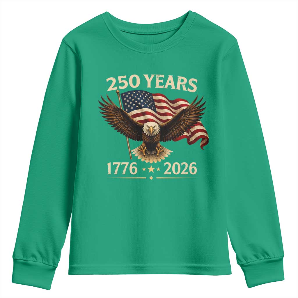 250 Anniversary USA Patriotic Eagle Youth Sweatshirt 250th 4th Of July 1776 2026 Flag