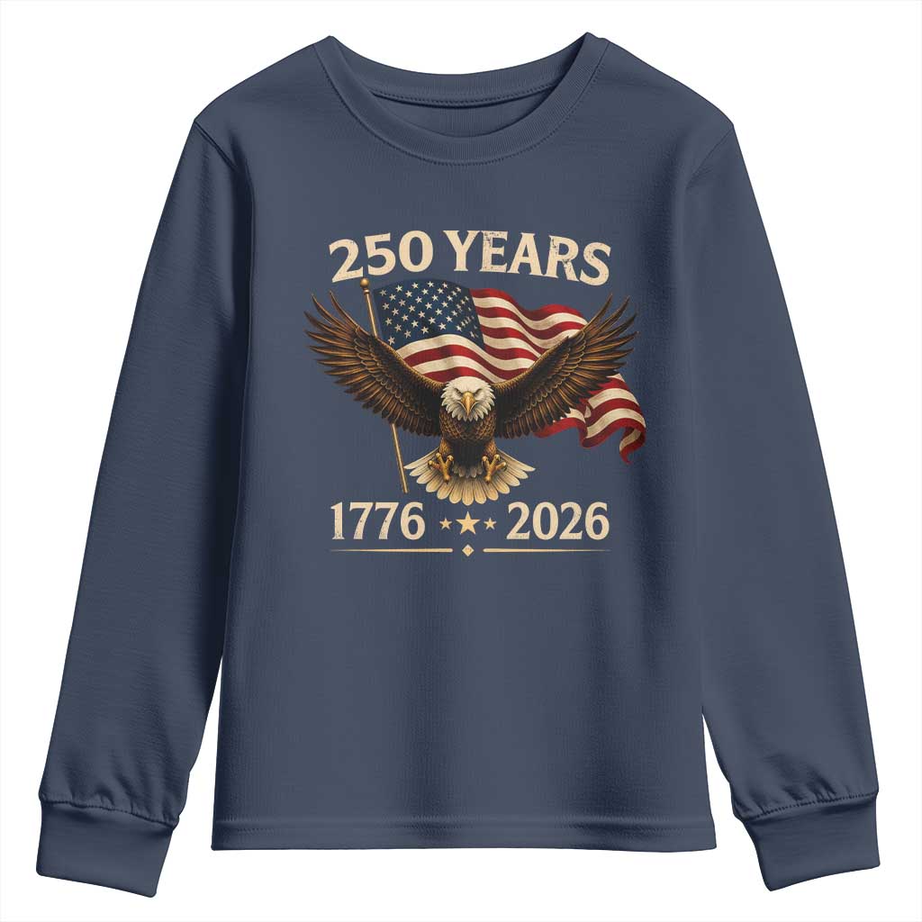 250 Anniversary USA Patriotic Eagle Youth Sweatshirt 250th 4th Of July 1776 2026 Flag