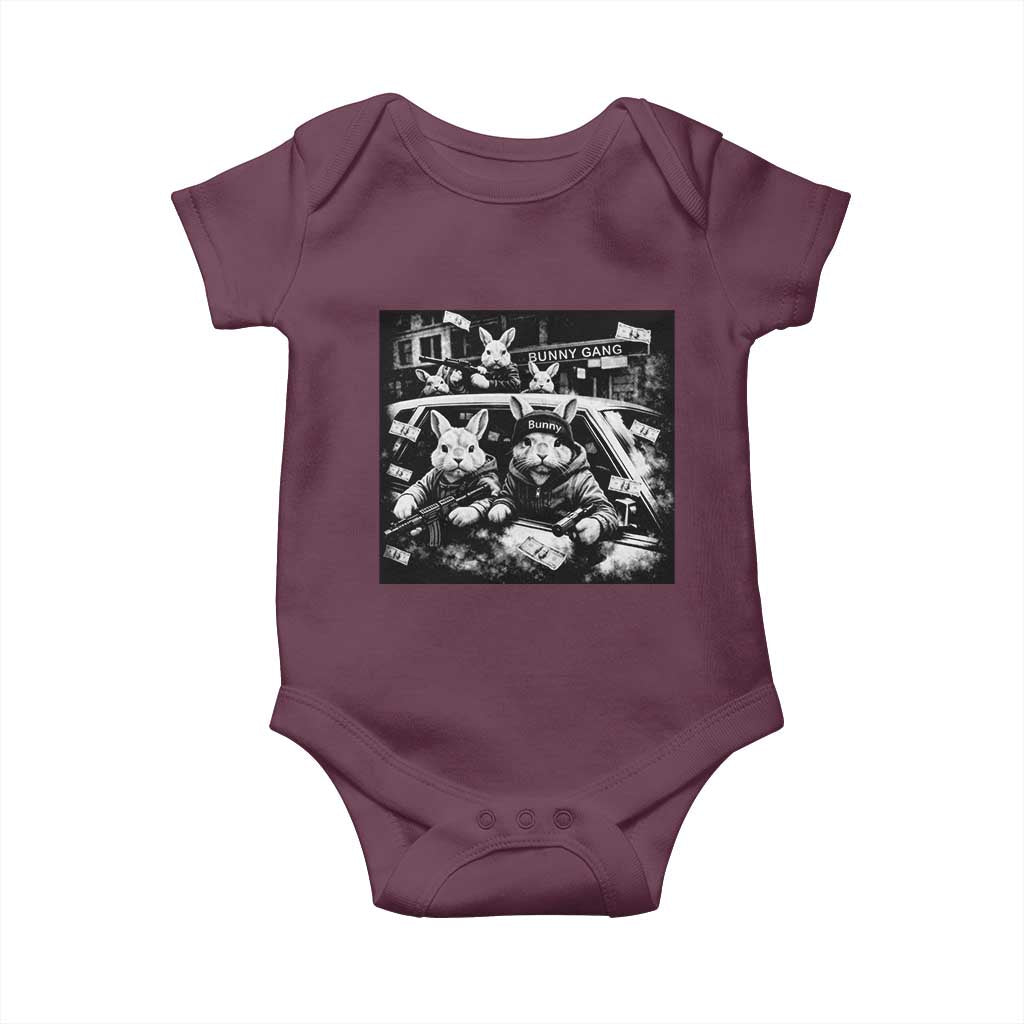 Funny Bunny Gang Baby Onesie Vintage Rabbit Meme
