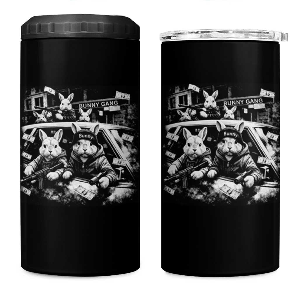 Funny Bunny Gang 4 in 1 Can Cooler Tumbler Vintage Rabbit Meme