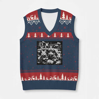 Funny Bunny Gang V-Neck Knit Sweater Vest Vintage Rabbit Meme
