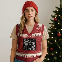 Funny Bunny Gang V-Neck Knit Sweater Vest Vintage Rabbit Meme