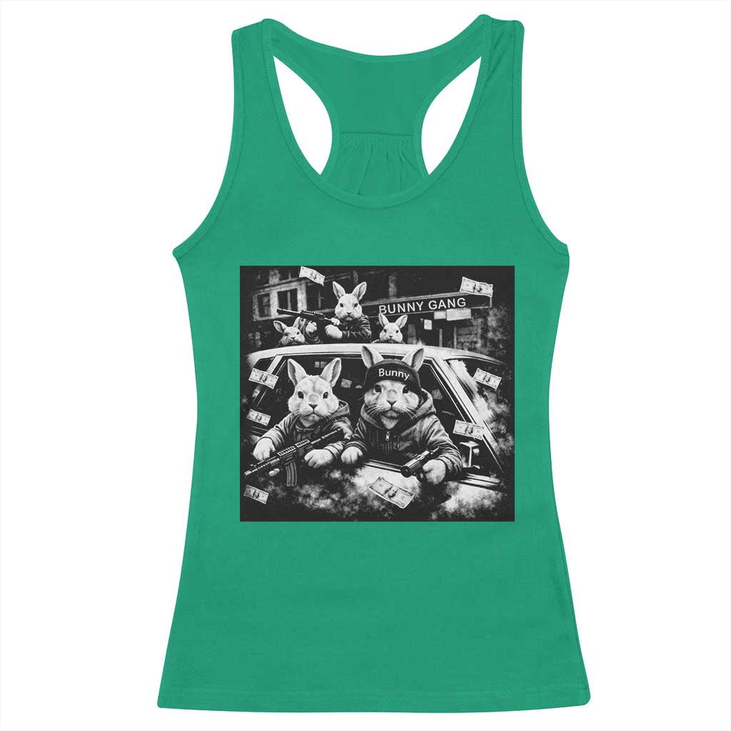 Funny Bunny Gang Racerback Tank Top Vintage Rabbit Meme