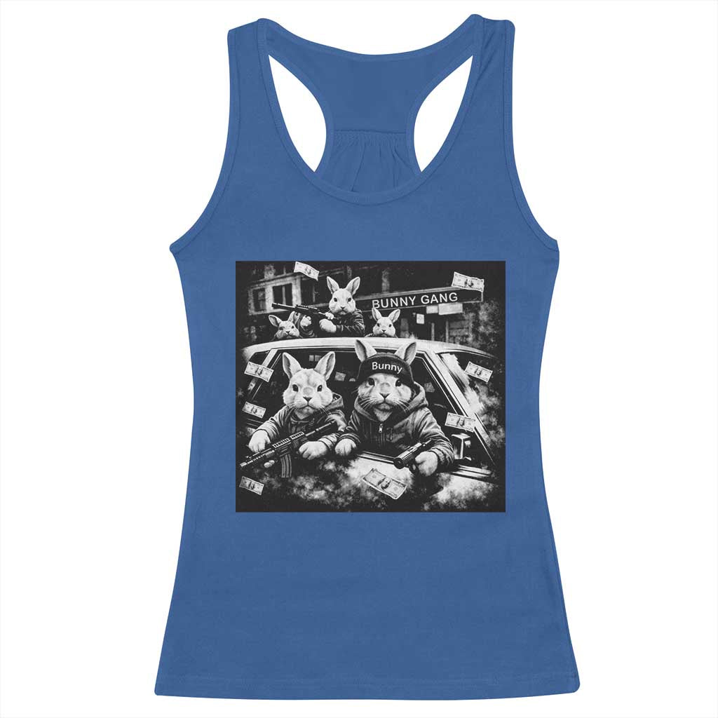 Funny Bunny Gang Racerback Tank Top Vintage Rabbit Meme