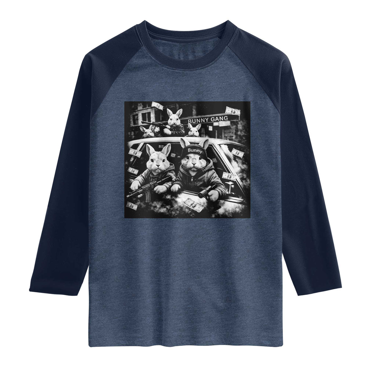Funny Bunny Gang Raglan Shirt Vintage Rabbit Meme