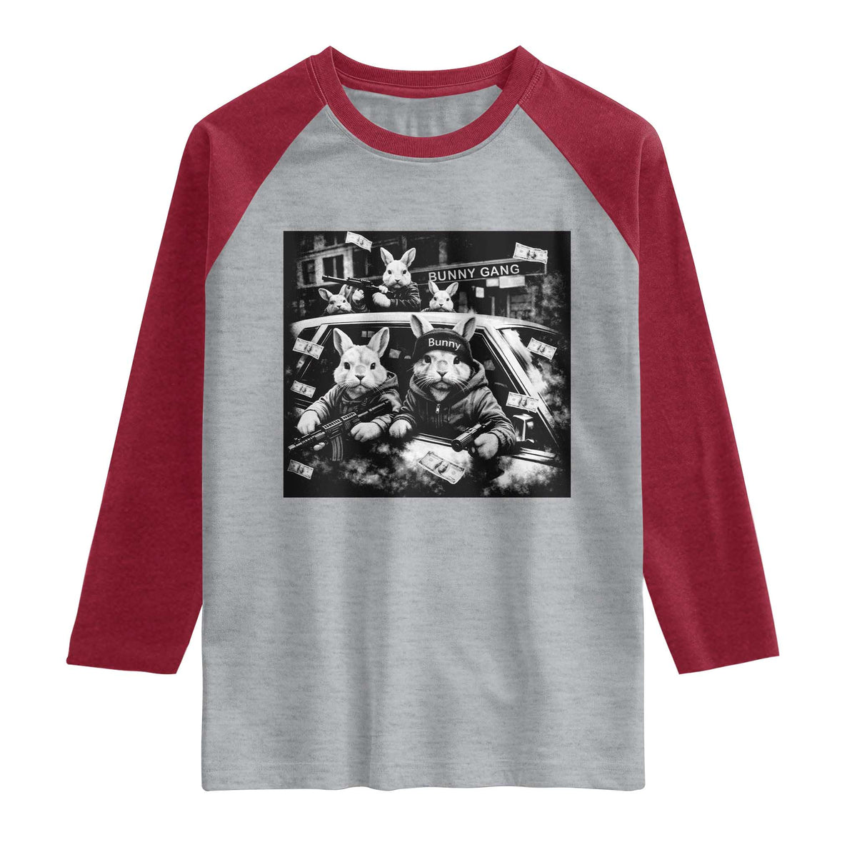 Funny Bunny Gang Raglan Shirt Vintage Rabbit Meme
