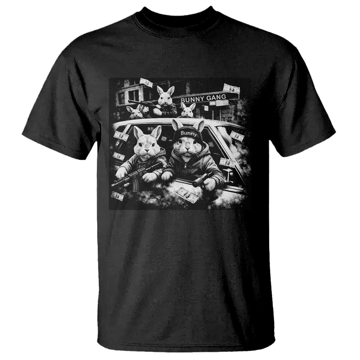 Funny Bunny Gang T Shirt Vintage Rabbit Meme