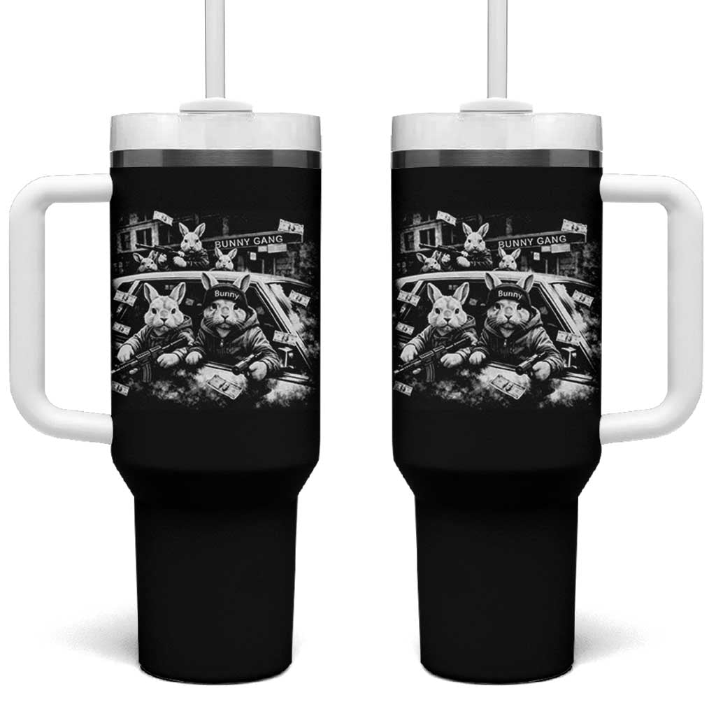 Funny Bunny Gang Tumbler With Handle Vintage Rabbit Meme