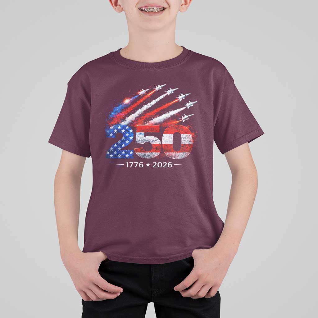 250th Anniversary USA T Shirt For Kid Patriotic 250 Years American 4th July 1776 2026