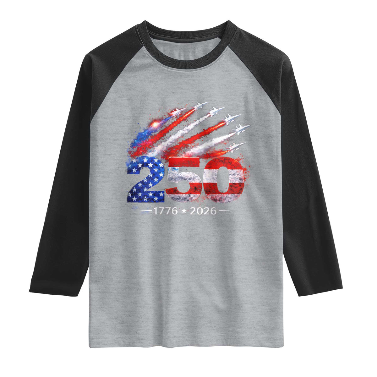 250th Anniversary USA Raglan Shirt Patriotic 250 Years American 4th July 1776 2026