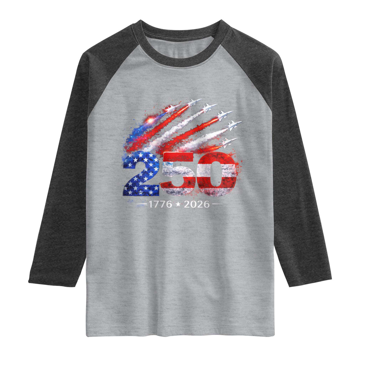 250th Anniversary USA Raglan Shirt Patriotic 250 Years American 4th July 1776 2026