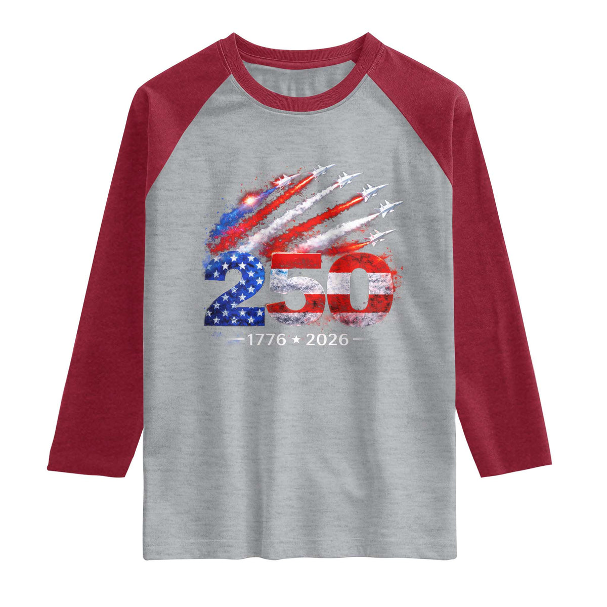 250th Anniversary USA Raglan Shirt Patriotic 250 Years American 4th July 1776 2026