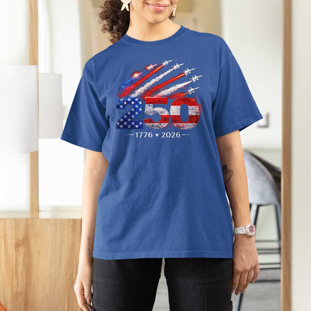 250th Anniversary USA T Shirt For Women Patriotic 250 Years American 4th July 1776 2026