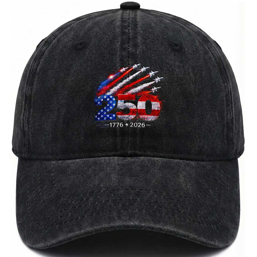 250th Anniversary USA Washed Cotton Baseball Cap Patriotic 250 Years American 4th July 1776 2026