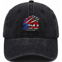 250th Anniversary USA Washed Cotton Baseball Cap Patriotic 250 Years American 4th July 1776 2026