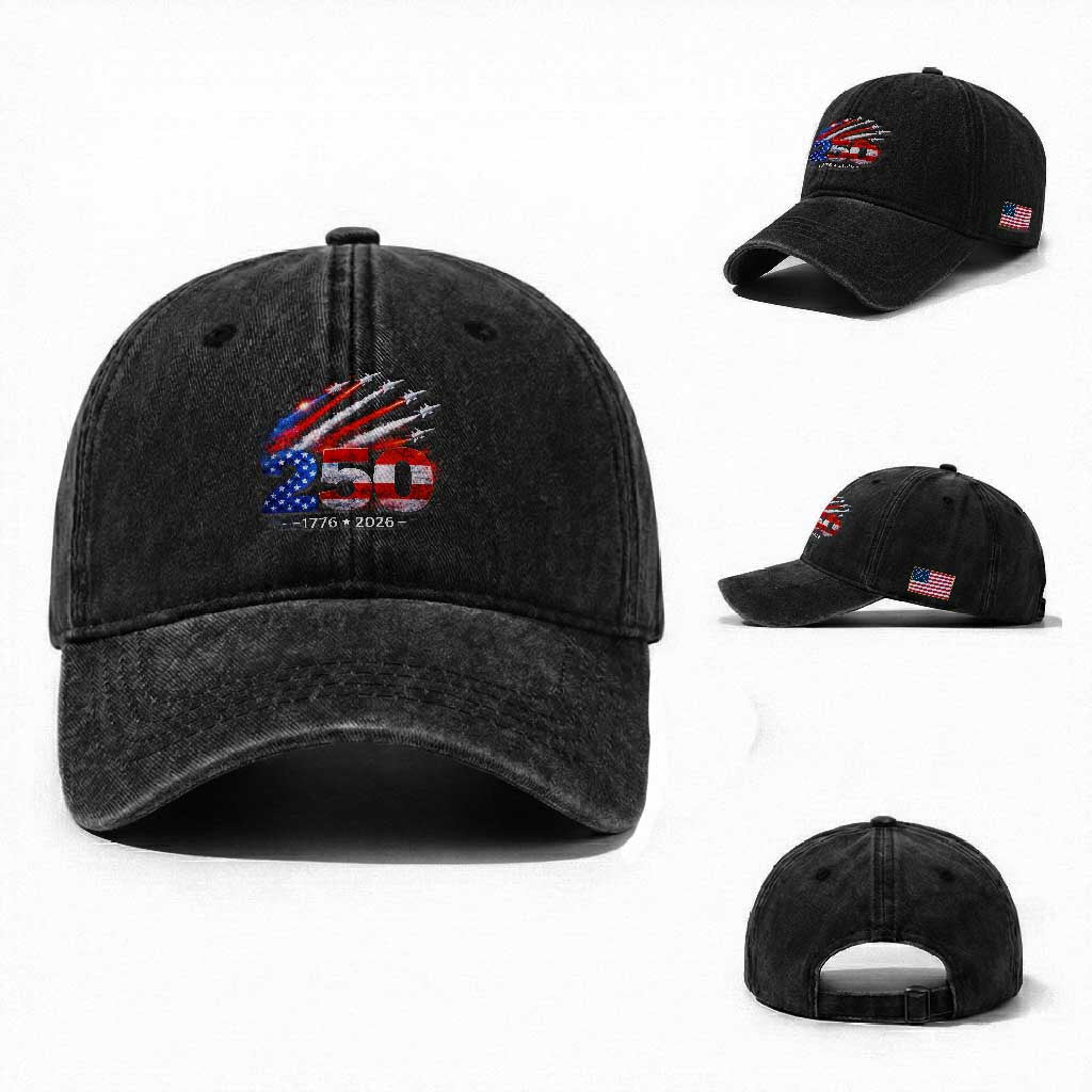 250th Anniversary USA Washed Cotton Baseball Cap Patriotic 250 Years American 4th July 1776 2026