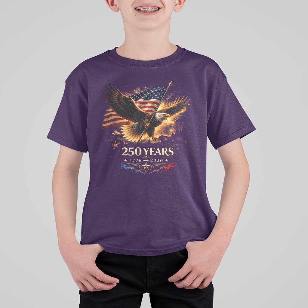 Eagle 250 Anniversary Usa T Shirt For Kid 1776 2026 Patriotic 4th Of July 250 Year American Flag
