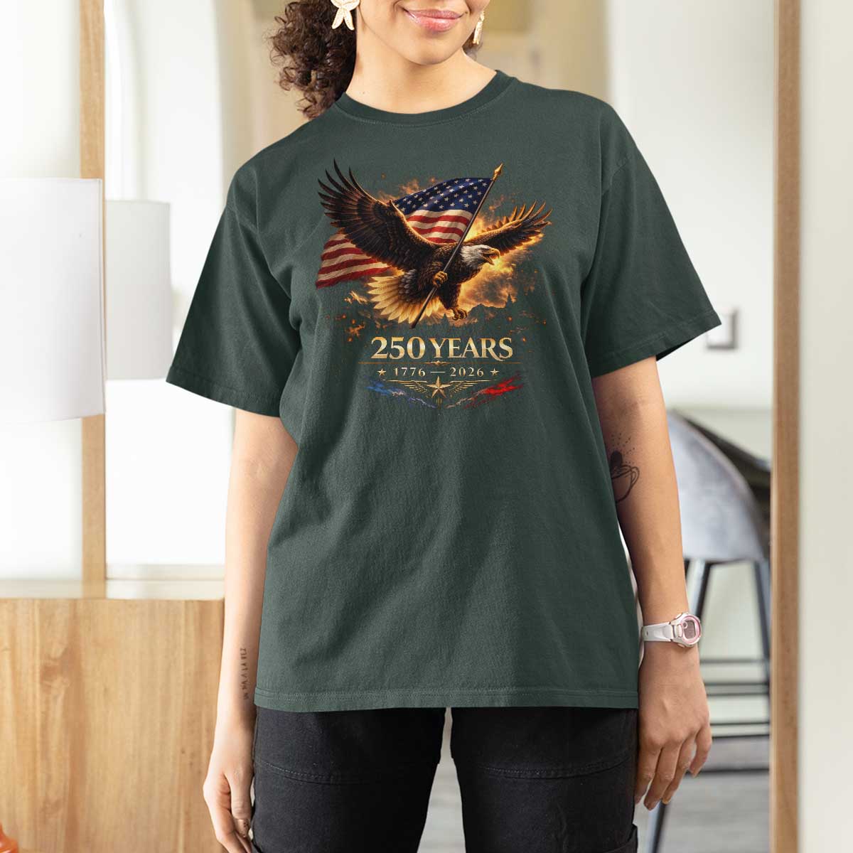 Eagle 250 Anniversary Usa T Shirt For Women 1776 2026 Patriotic 4th Of July 250 Year American Flag