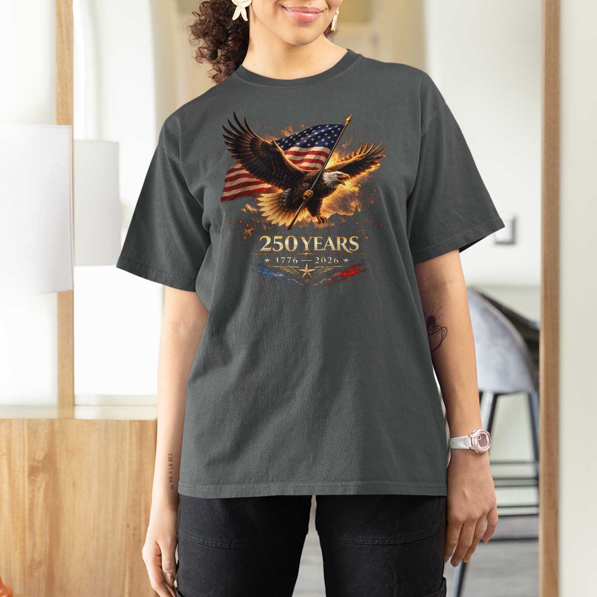 Eagle 250 Anniversary Usa T Shirt For Women 1776 2026 Patriotic 4th Of July 250 Year American Flag