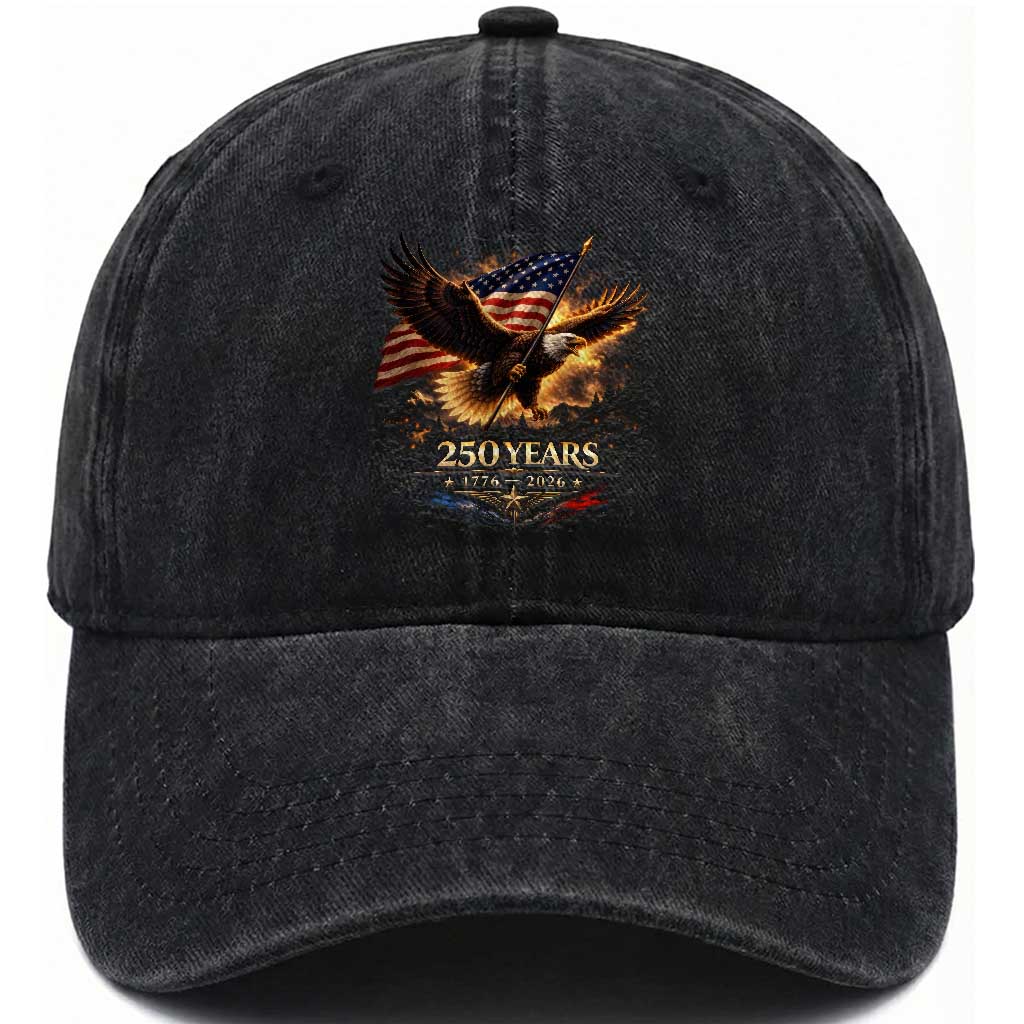 Eagle 250 Anniversary Usa Washed Cotton Baseball Cap 1776 2026 Patriotic 4th Of July 250 Year American Flag