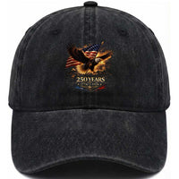 Eagle 250 Anniversary Usa Washed Cotton Baseball Cap 1776 2026 Patriotic 4th Of July 250 Year American Flag