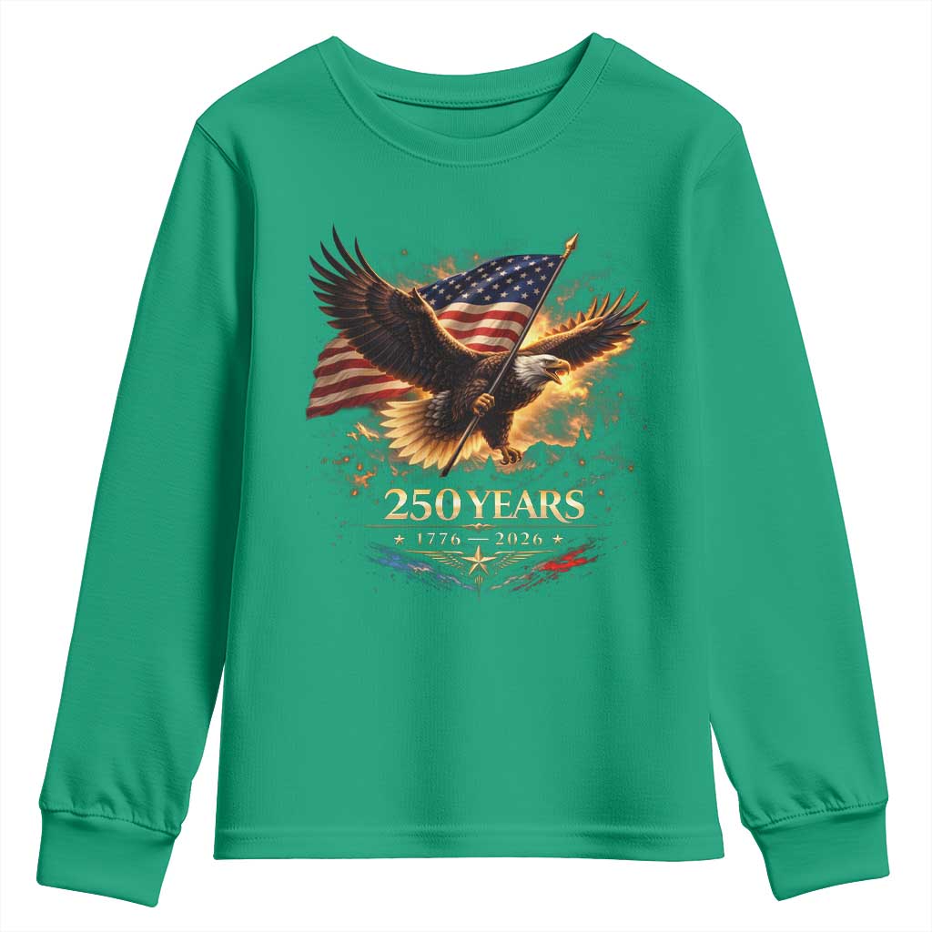 Eagle 250 Anniversary Usa Youth Sweatshirt 1776 2026 Patriotic 4th Of July 250 Year American Flag