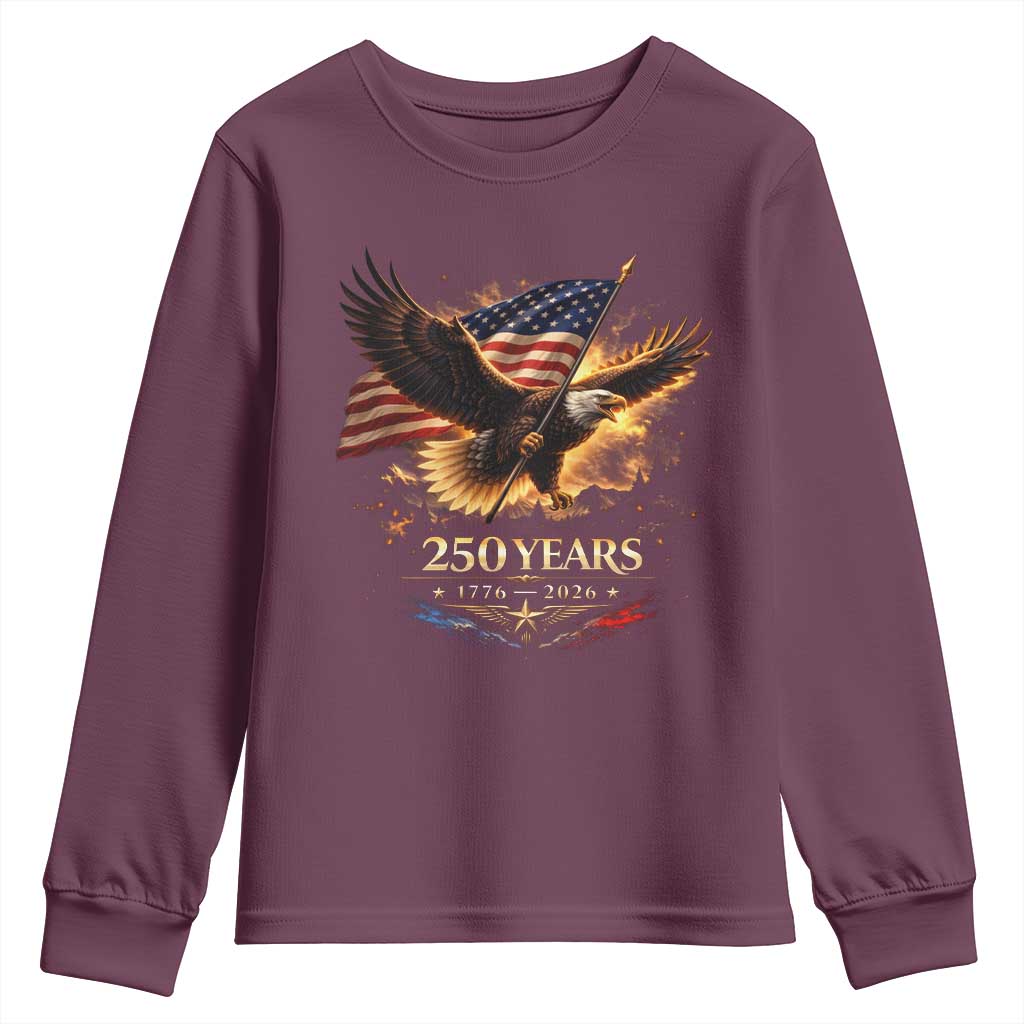 Eagle 250 Anniversary Usa Youth Sweatshirt 1776 2026 Patriotic 4th Of July 250 Year American Flag