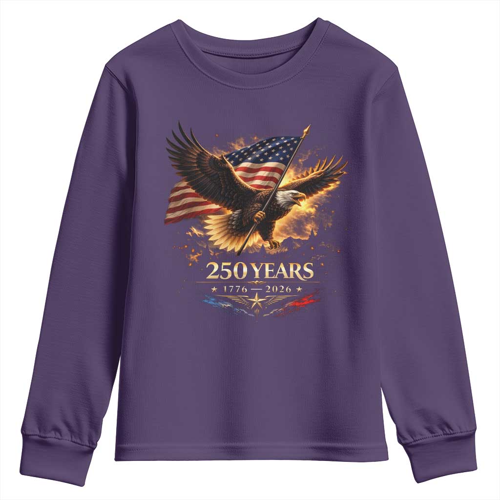 Eagle 250 Anniversary Usa Youth Sweatshirt 1776 2026 Patriotic 4th Of July 250 Year American Flag