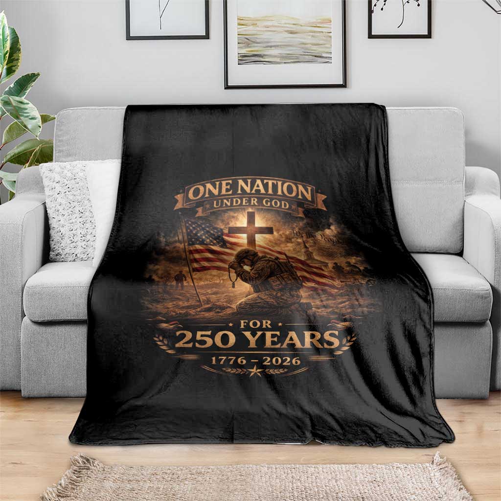 Blessings 250 Years America Throw Blanket Christian Patriotic One Nation Under God US Flag