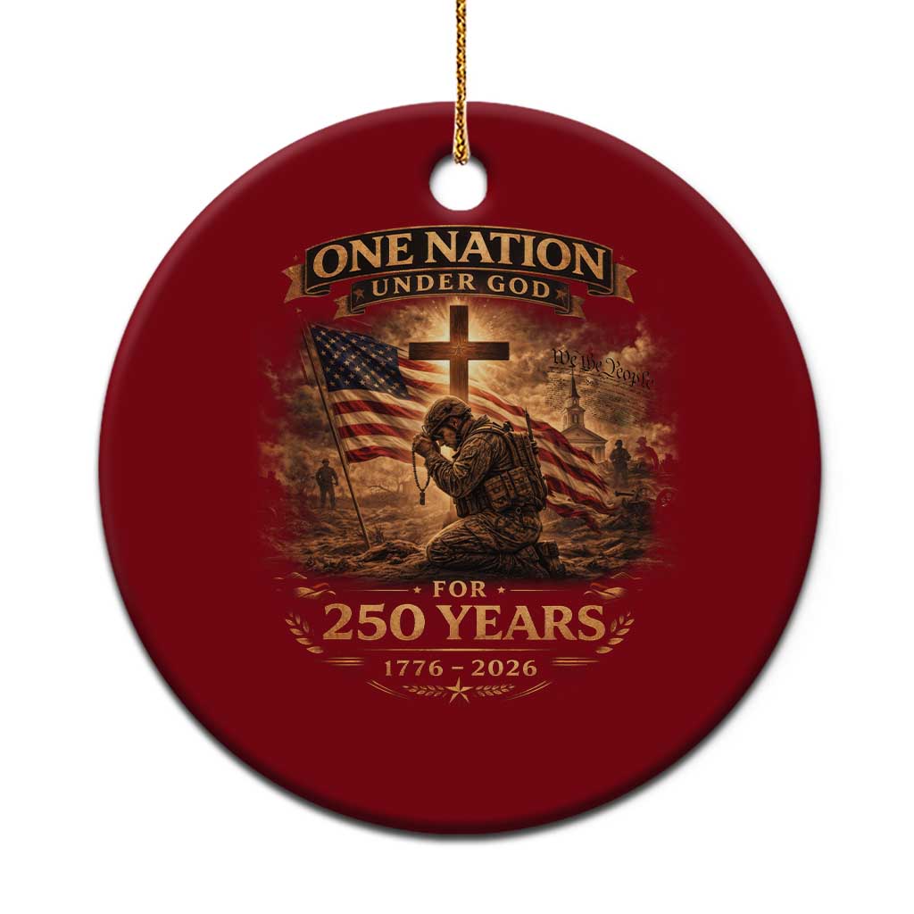 Blessings 250 Years America Ceramic Ornament Christian Patriotic One Nation Under God US Flag