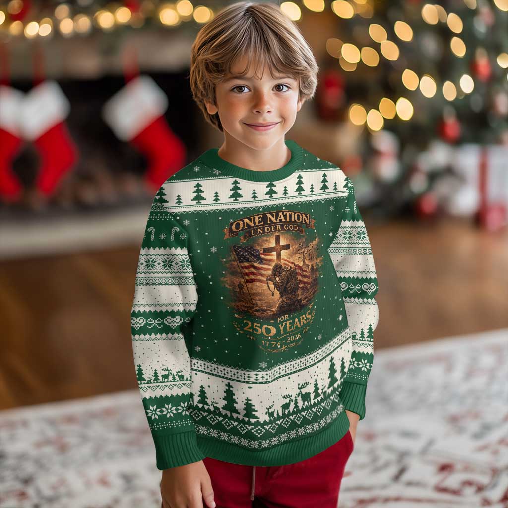 Blessings 250 Years America Ugly Christmas Sweater Christian Patriotic One Nation Under God US Flag