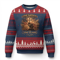 Blessings 250 Years America Ugly Christmas Sweater Christian Patriotic One Nation Under God US Flag