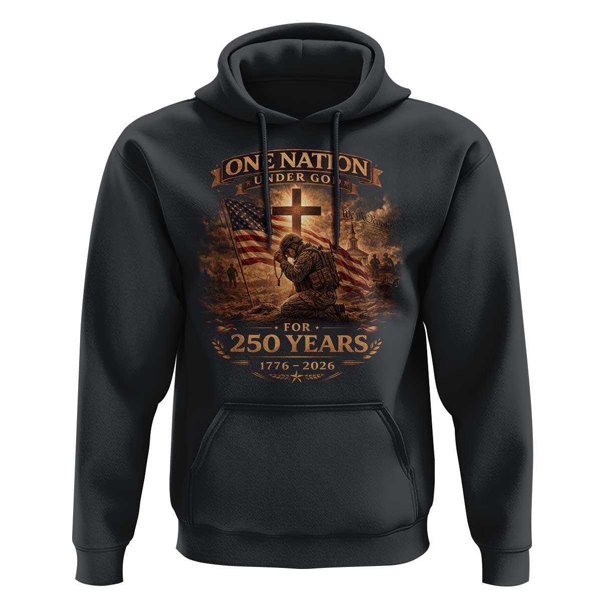 Blessings 250 Years America Hoodie Christian Patriotic One Nation Under God US Flag